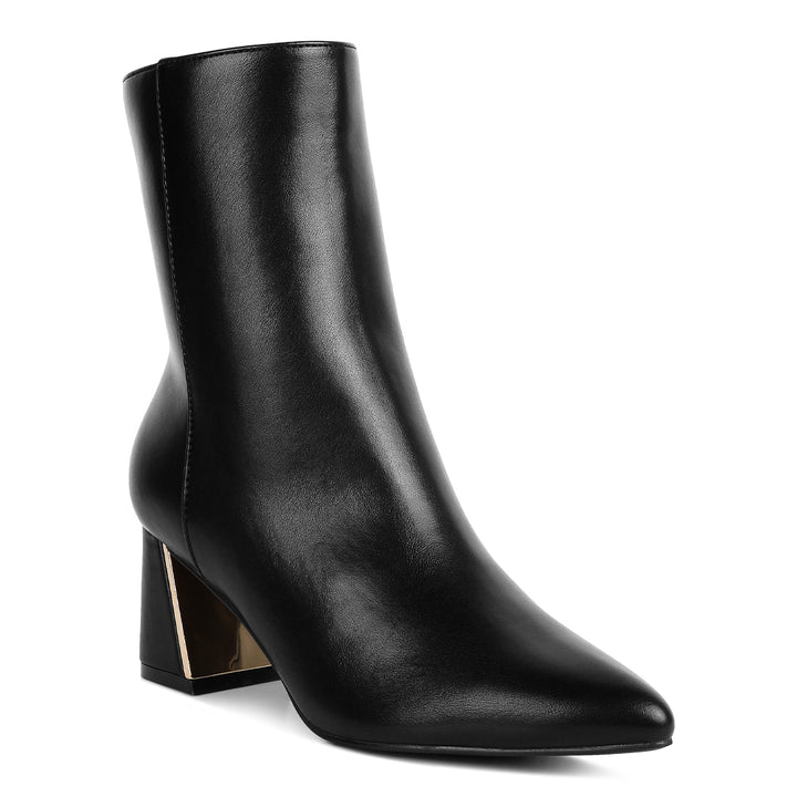 Metallic Accent Heel High Ankle Boots