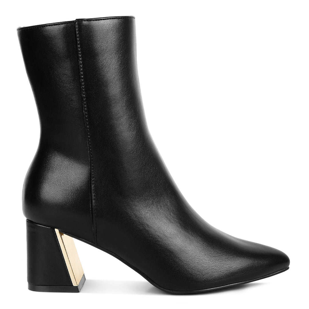 Metallic Accent Heel High Ankle Boots