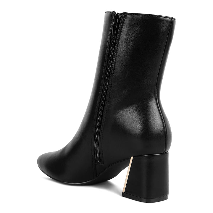 Metallic Accent Heel High Ankle Boots