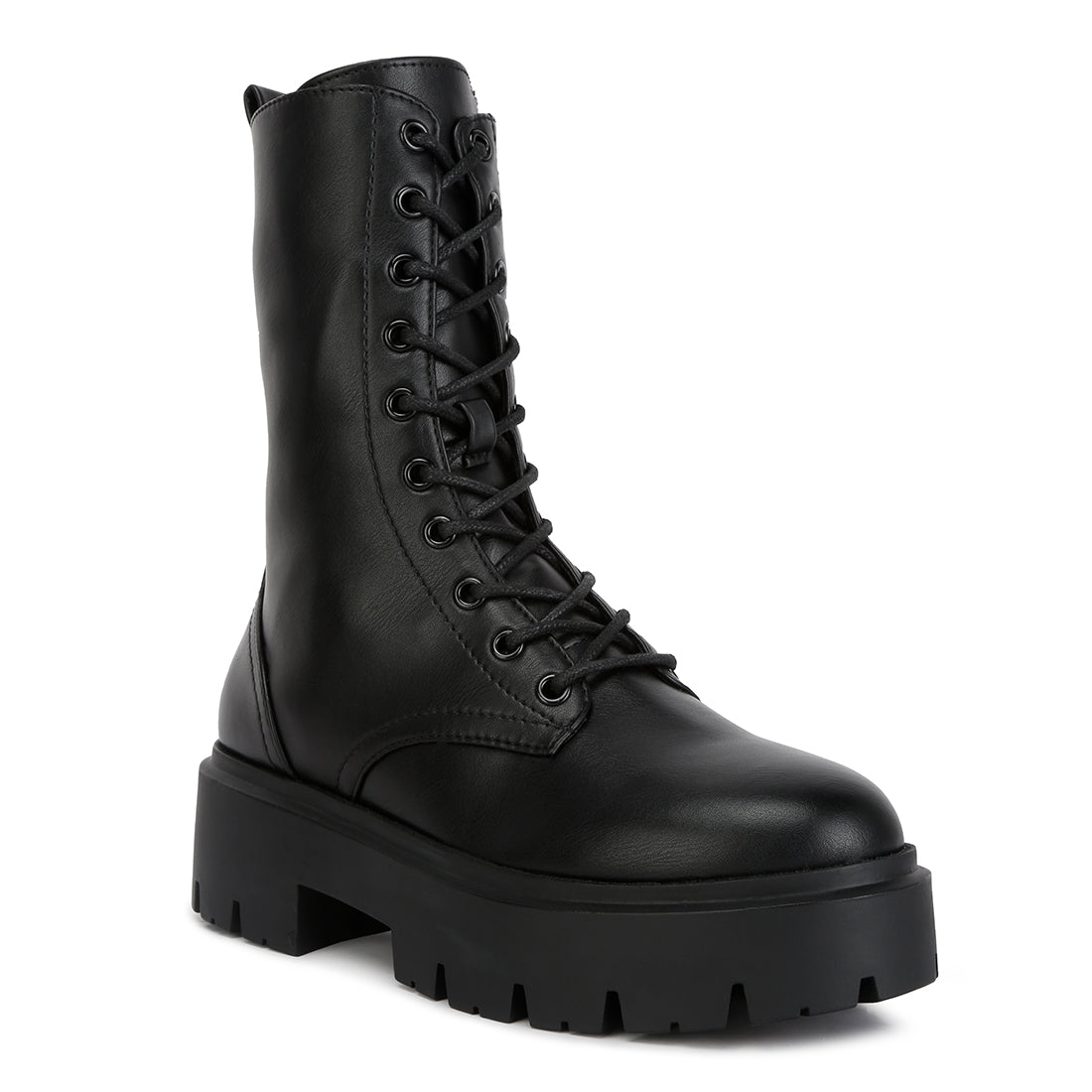 Black Ankle Combat Platform Boots