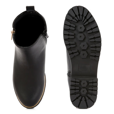 metallic frame block heel boots#color_black