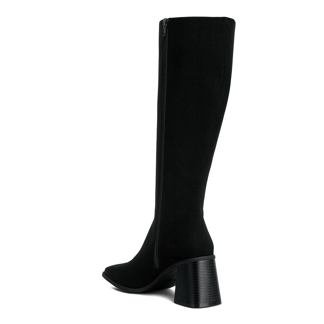 block heel calf length boots#color_black