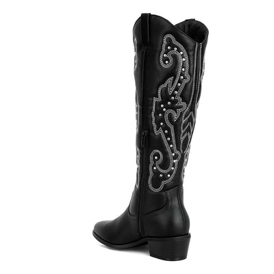 reyes patchwork studded cowboy boots#color_black