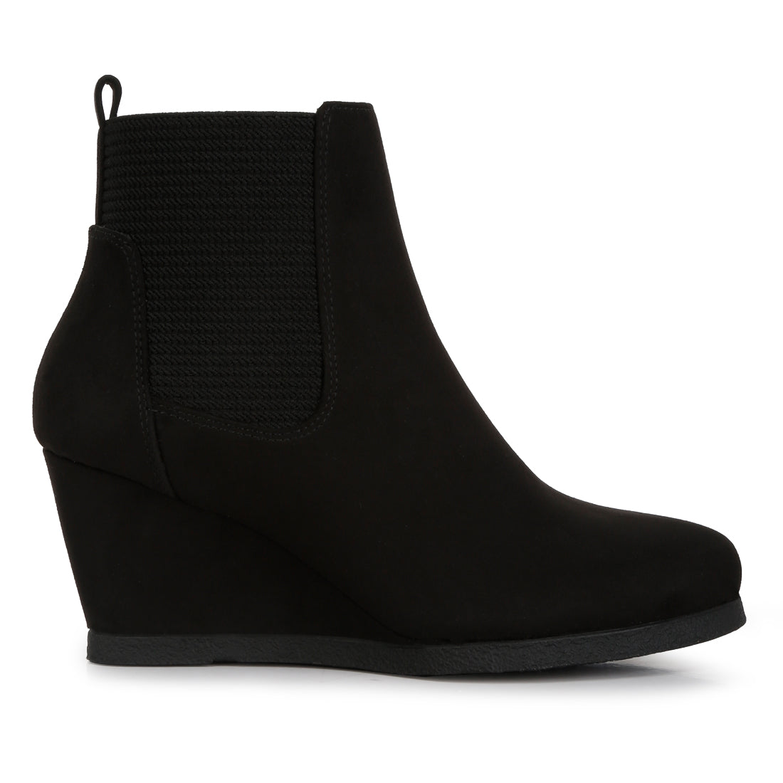 wedge heel ankle length boots#color_black