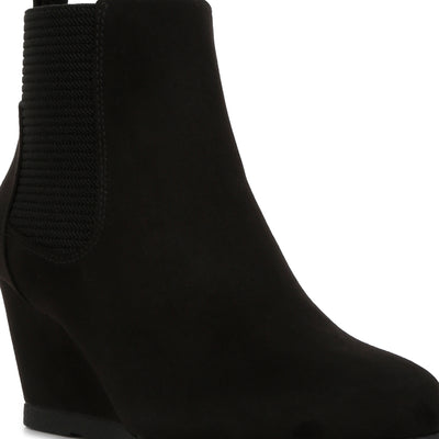 wedge heel ankle length boots#color_black