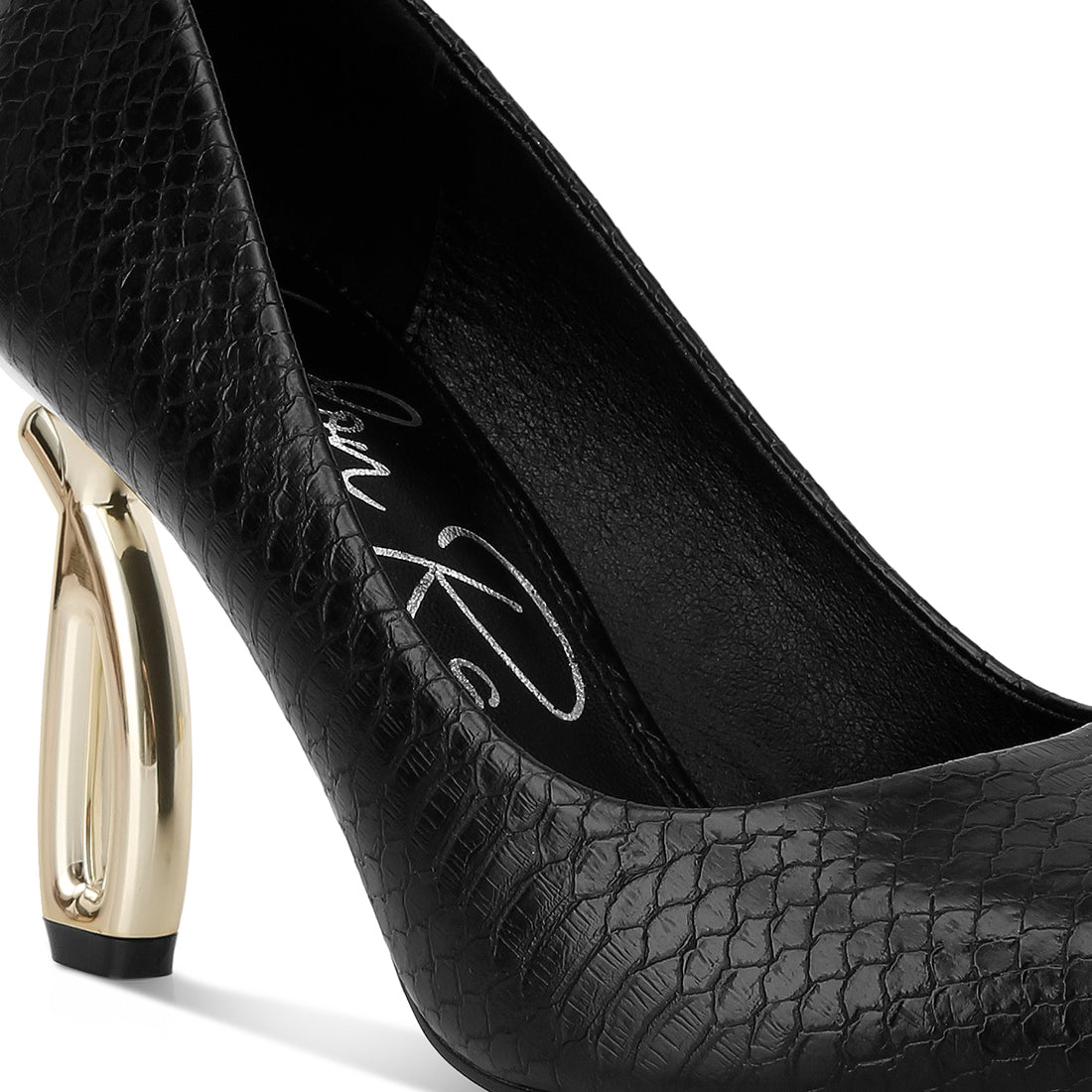 snake print fantasy heel pumps#color_black