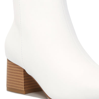 Davia leather square toe ankle boots#color_white
