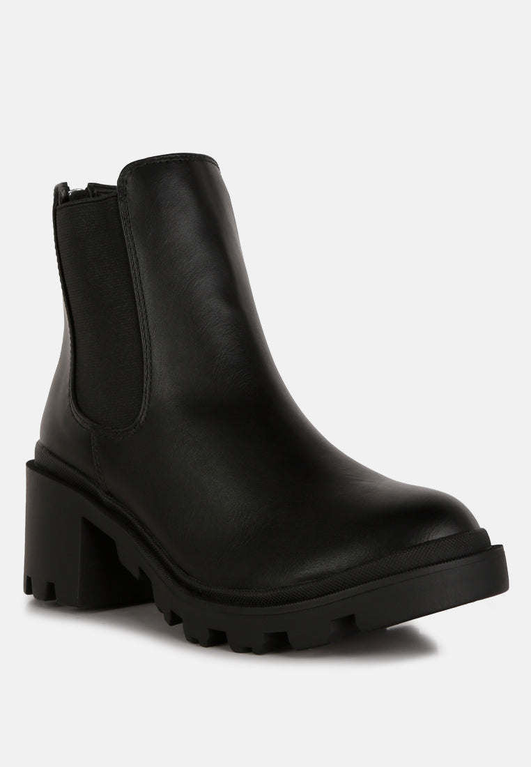 women block heel platform chelsea boots#color_black