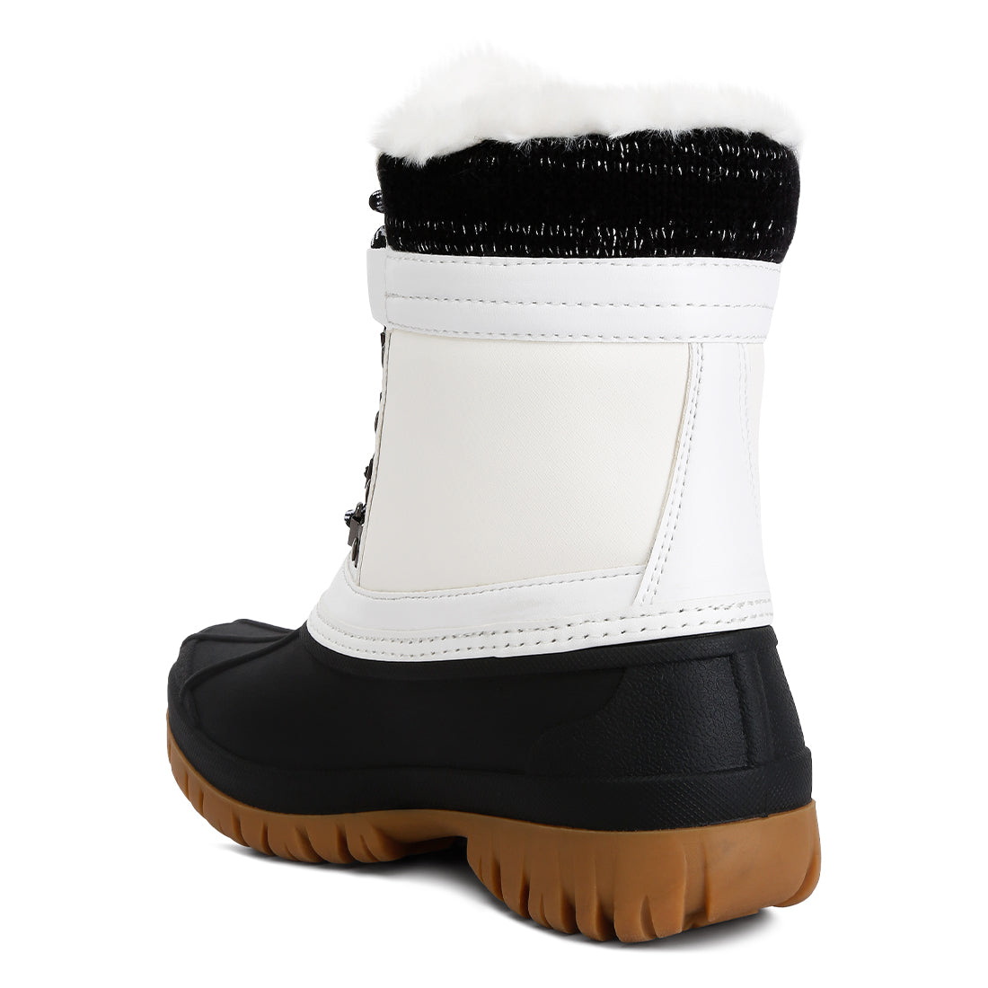 capucine fur collar contrasting lug sole boots#color_white