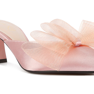 organza bow embellished mules#color_blush