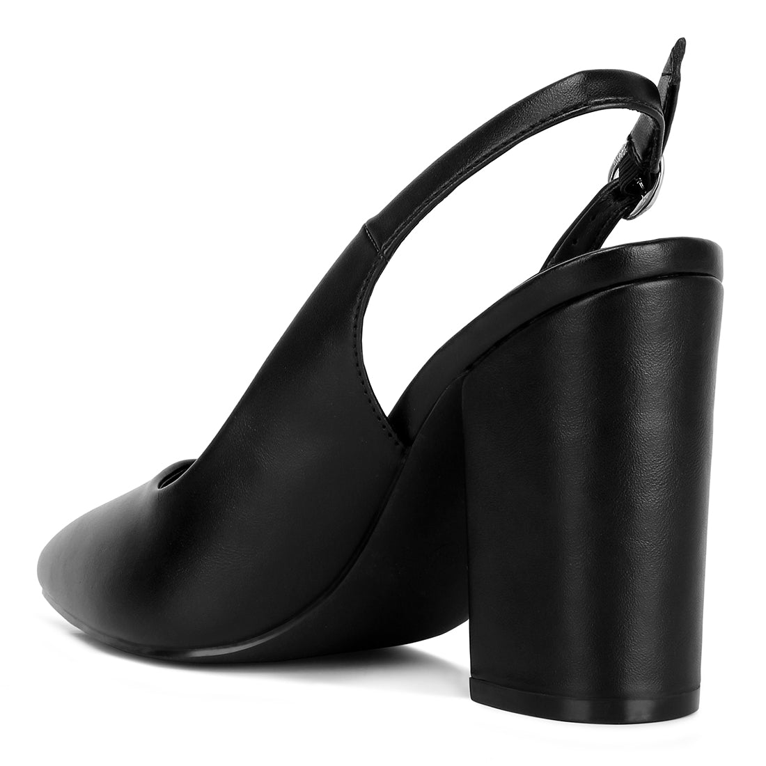 Creidne block heel pointed toe sandals#color_black