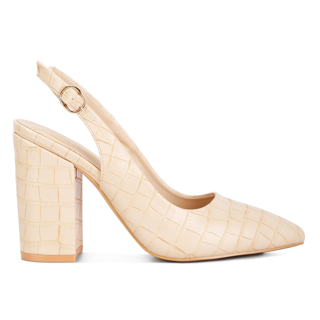 macha croc texture sling back heels#color_beige