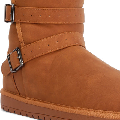 basil buckle strap detail boots#color_tan