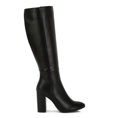 block heel calf length boots#color_black