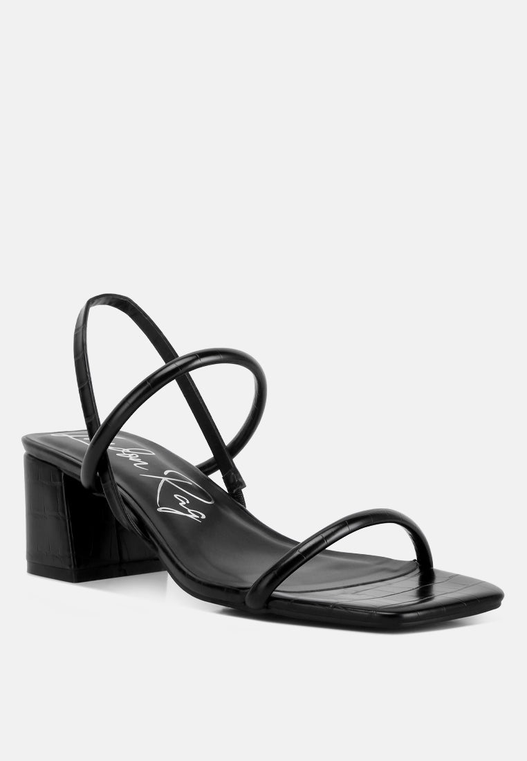 women sling back slip on block heel sandals#color_black