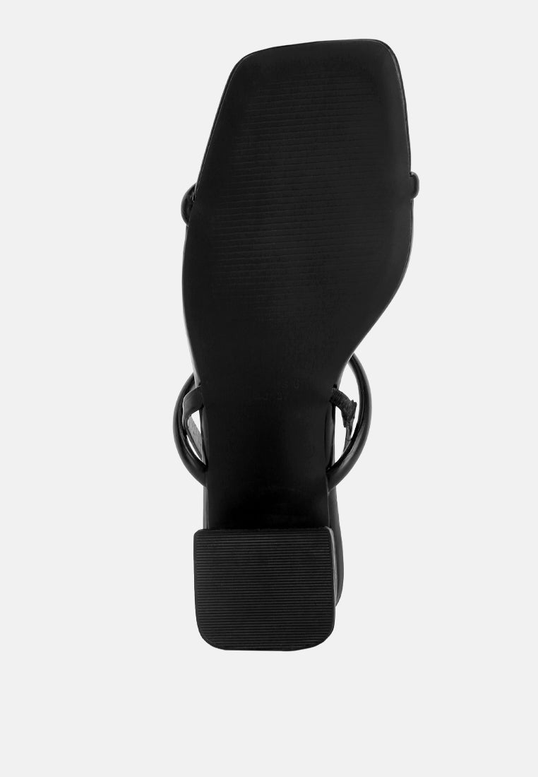 women sling back slip on block heel sandals#color_black