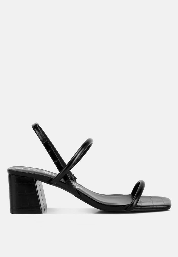 women sling back slip on block heel sandals#color_black