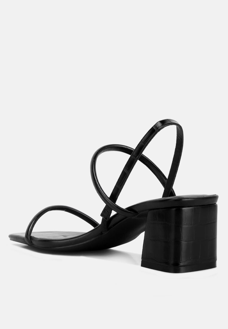 women sling back slip on block heel sandals#color_black