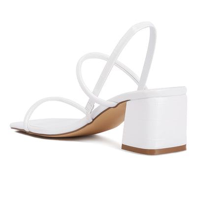 sling back slip on block heel sandals#color_white