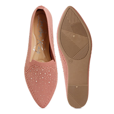 rhinestone embellished pull tab loafers#color_pink