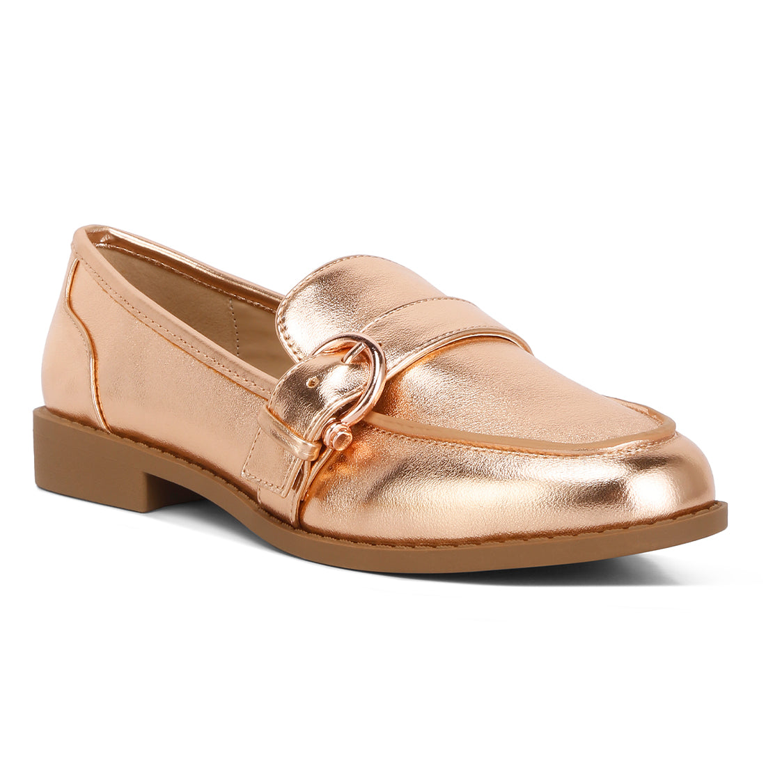 haruka metallic pu loafers#color_rose-gold
