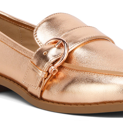 haruka metallic pu loafers#color_rose-gold