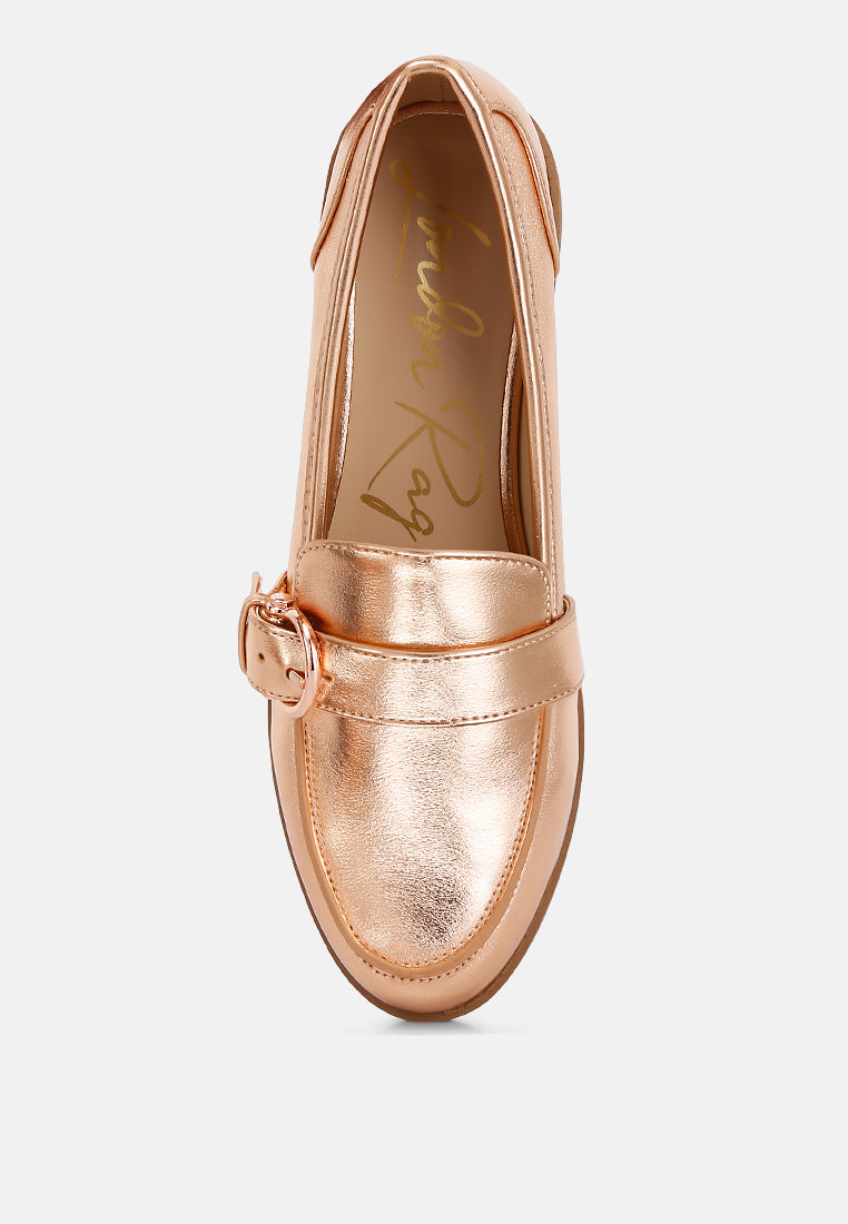 women haruka metallic pu loafers#color_rose-gold
