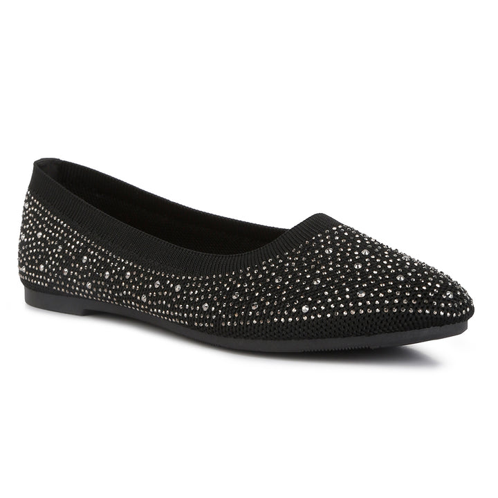 rhinestone embellished ballet flats#color_black