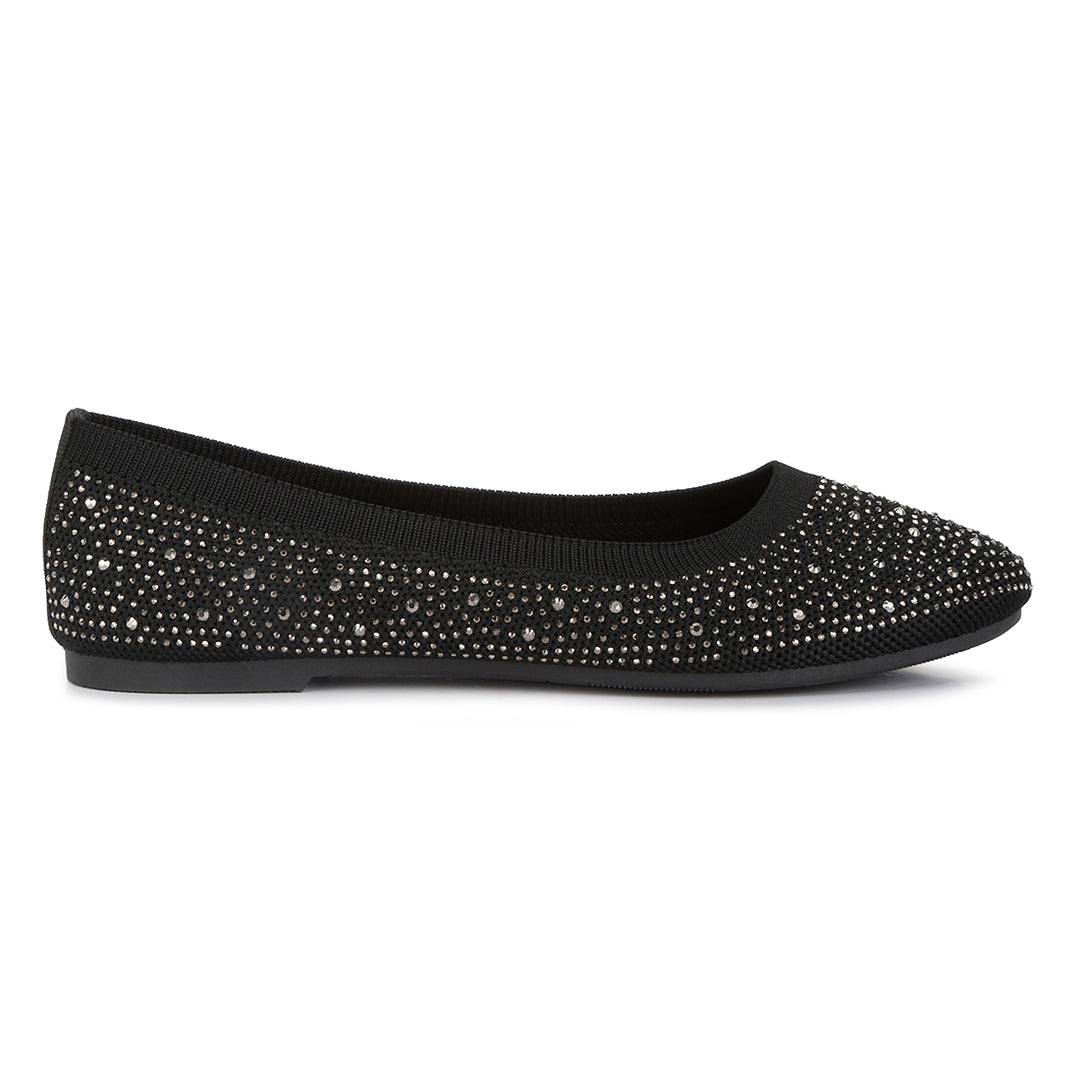 rhinestone embellished ballet flats#color_black