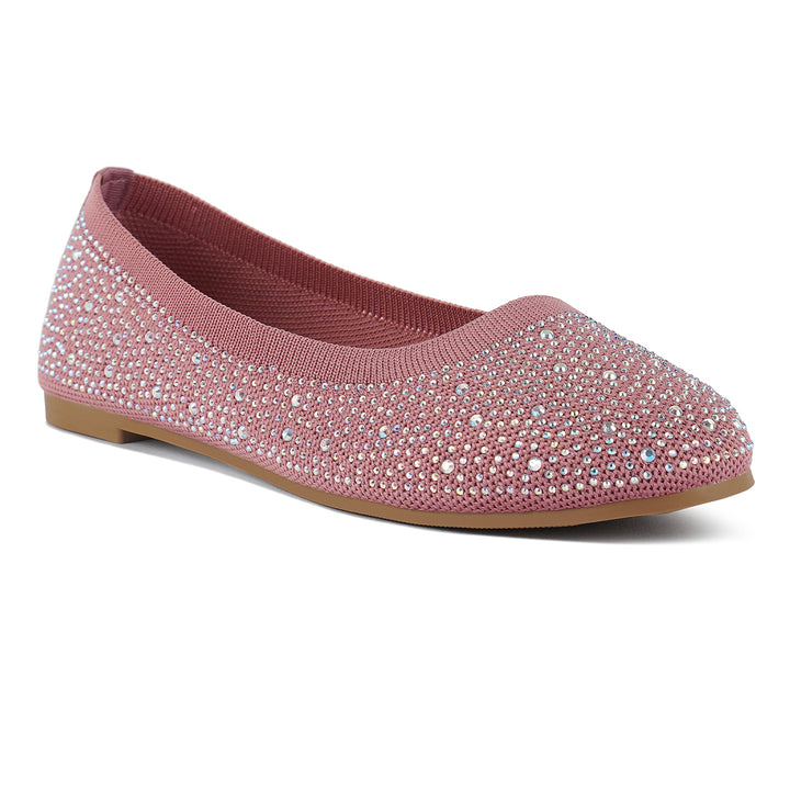 rhinestone embellished ballet flats#color_pink