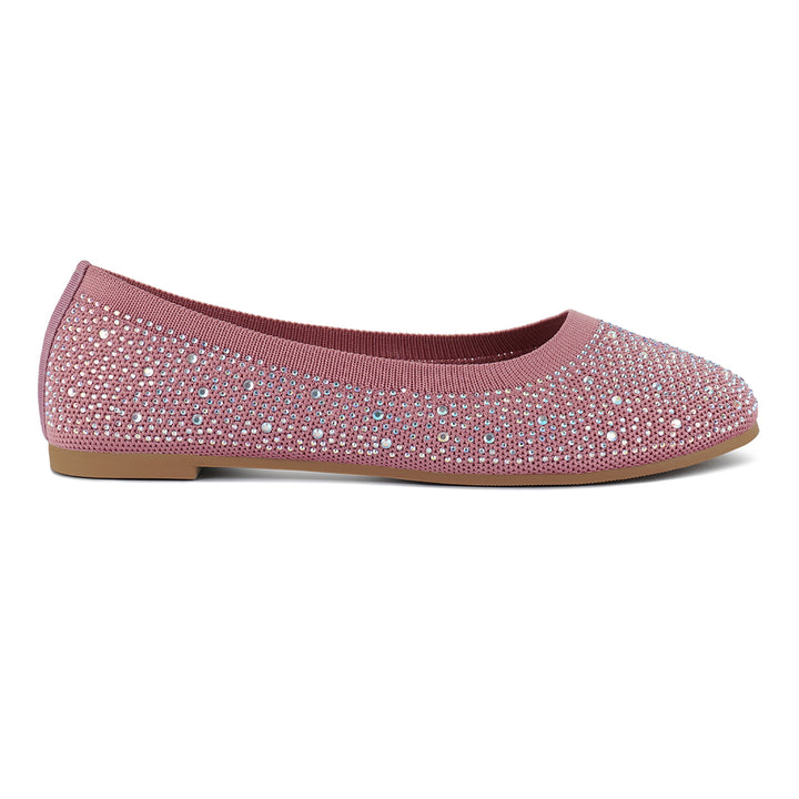 rhinestone embellished ballet flats#color_pink