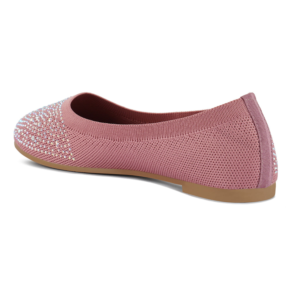 rhinestone embellished ballet flats#color_pink