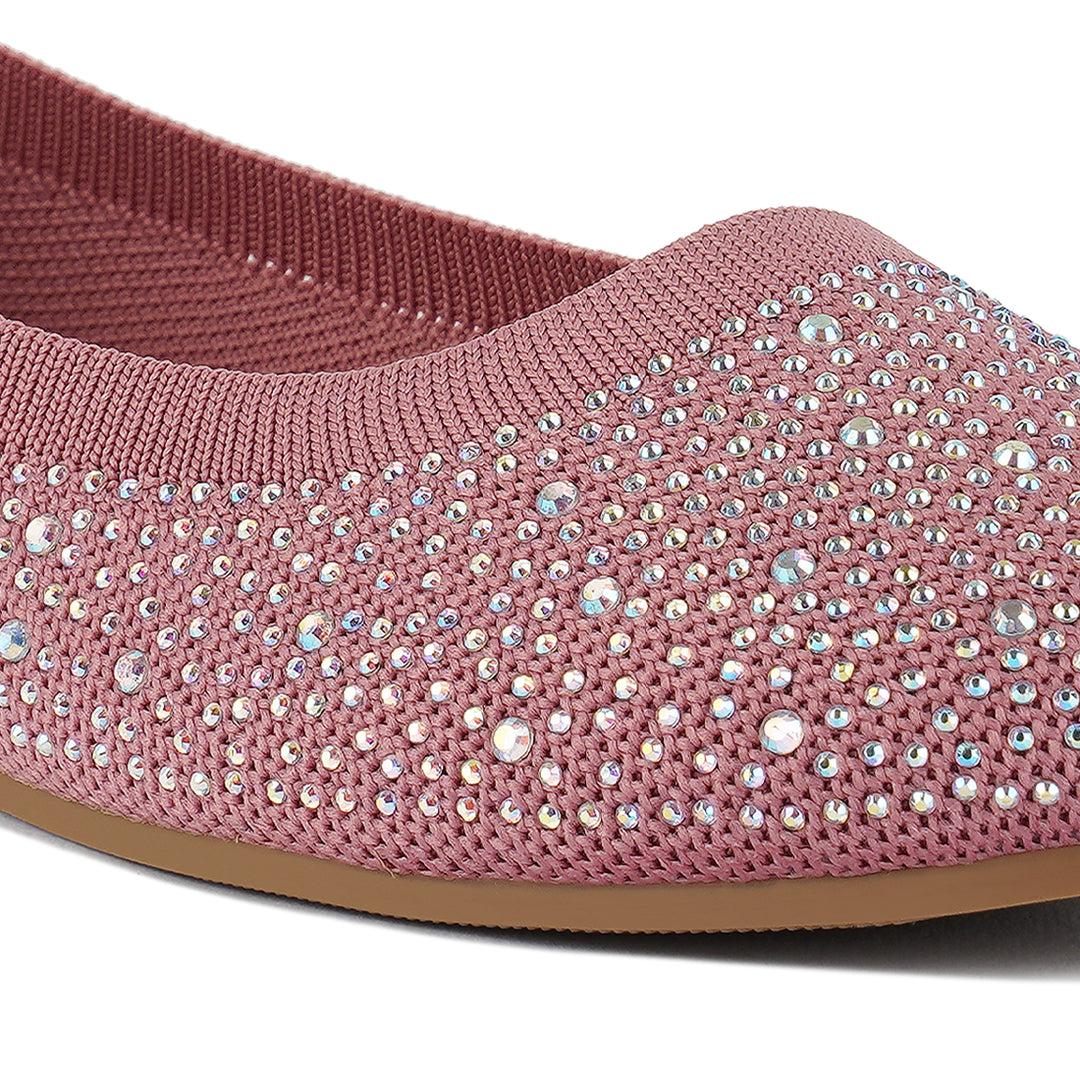 rhinestone embellished ballet flats#color_pink