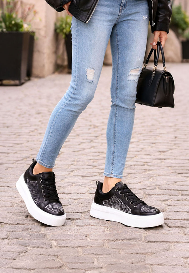 women embellished chunky sneakers#color_black