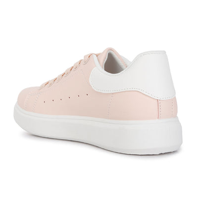 comfortable lace up sneakers#color_pink