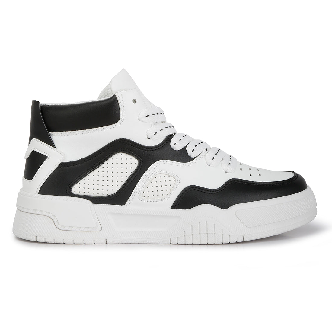 panelling detail ankle length sneakers#color_black-white