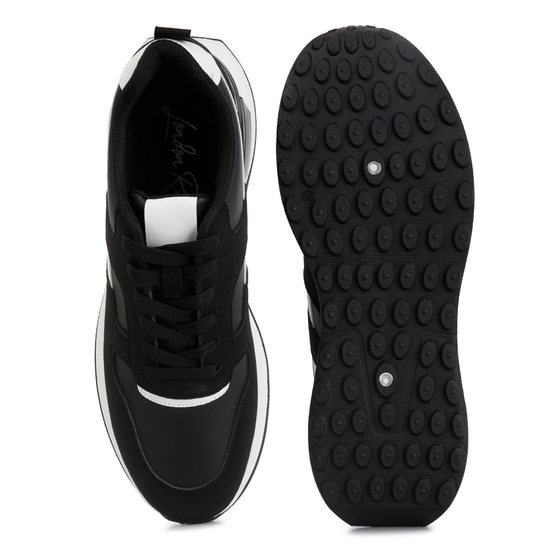 suede paneling detail sneakers#color_black