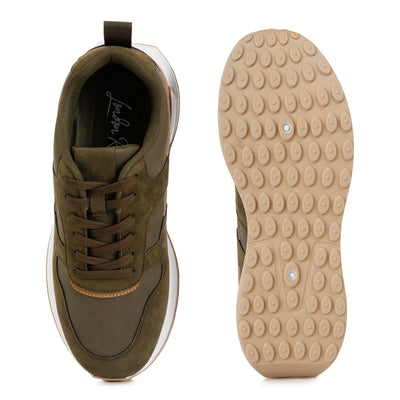 suede paneling detail sneakers#color_khaki