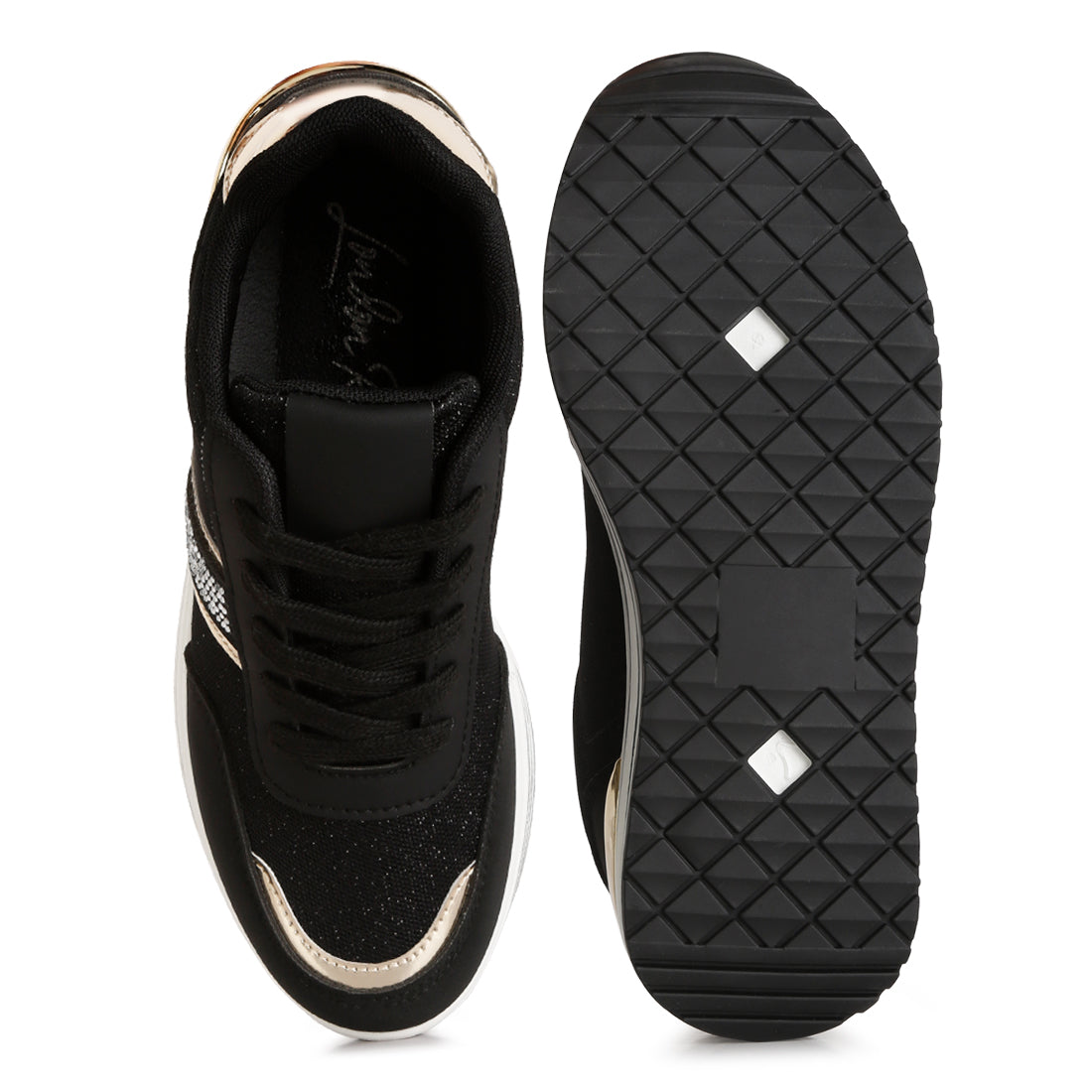 metallic panel platform sneakers#color_black