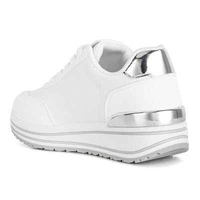 metallic panel platform sneakers#color_white