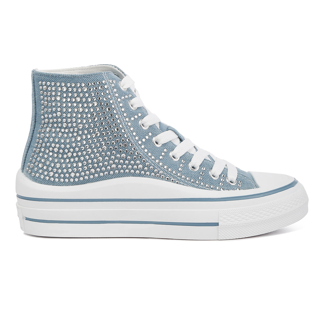 rhinestone embellished ankle length sneakers#color_blue