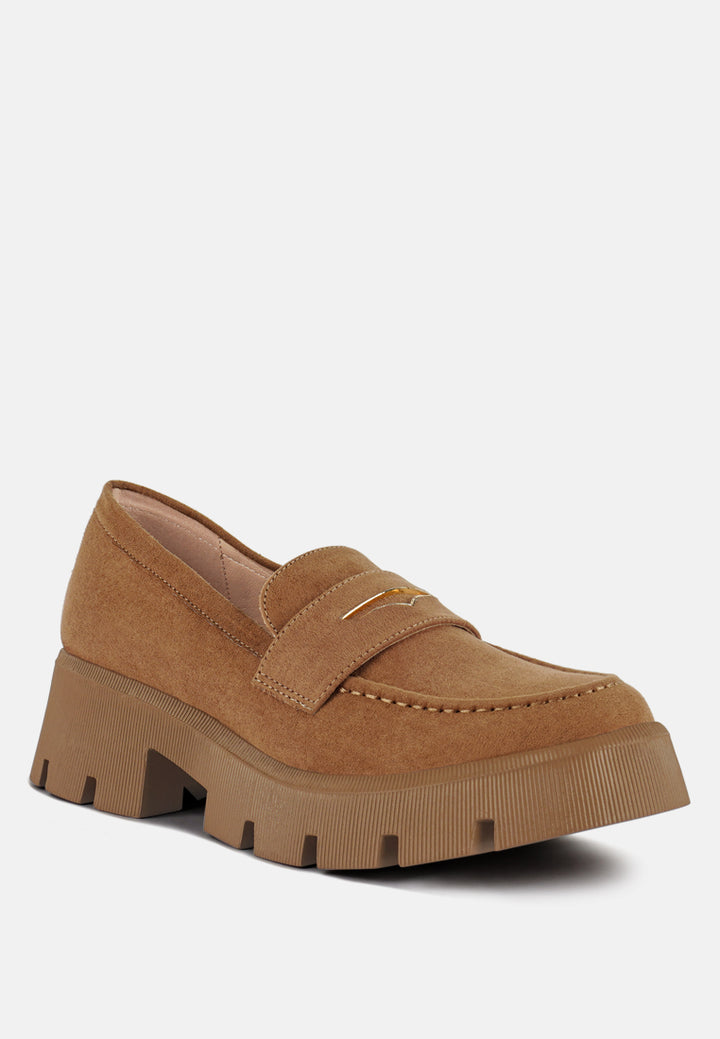 women micro suede chunky loafers#color_tan