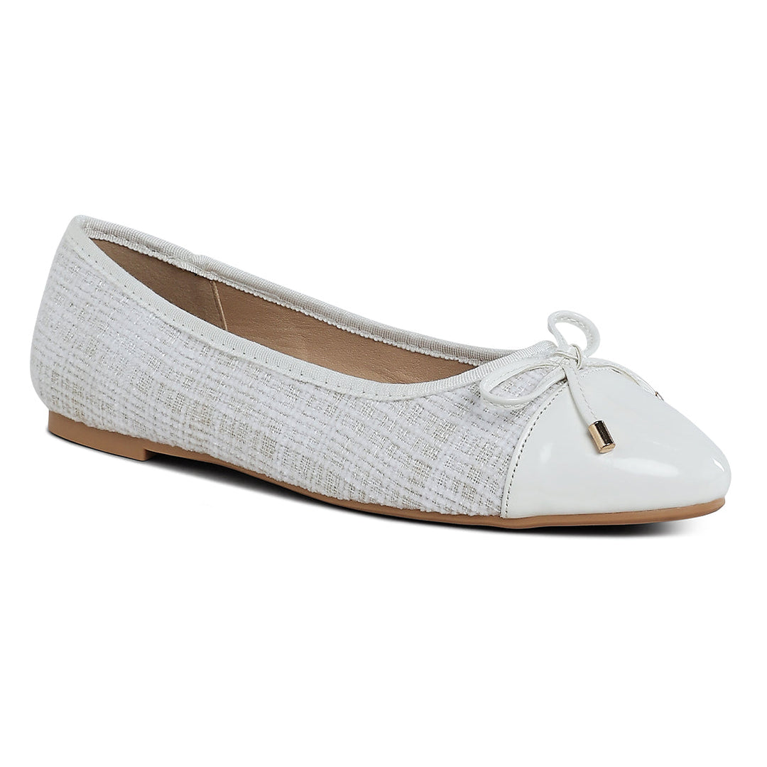 Plaid Tweed Ballet Flats#color_white