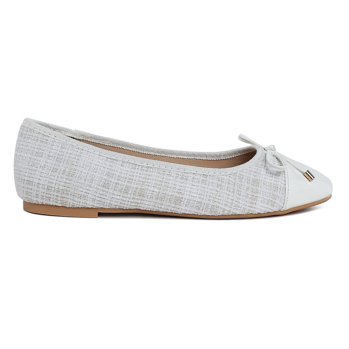 Plaid Tweed Ballet Flats#color_white