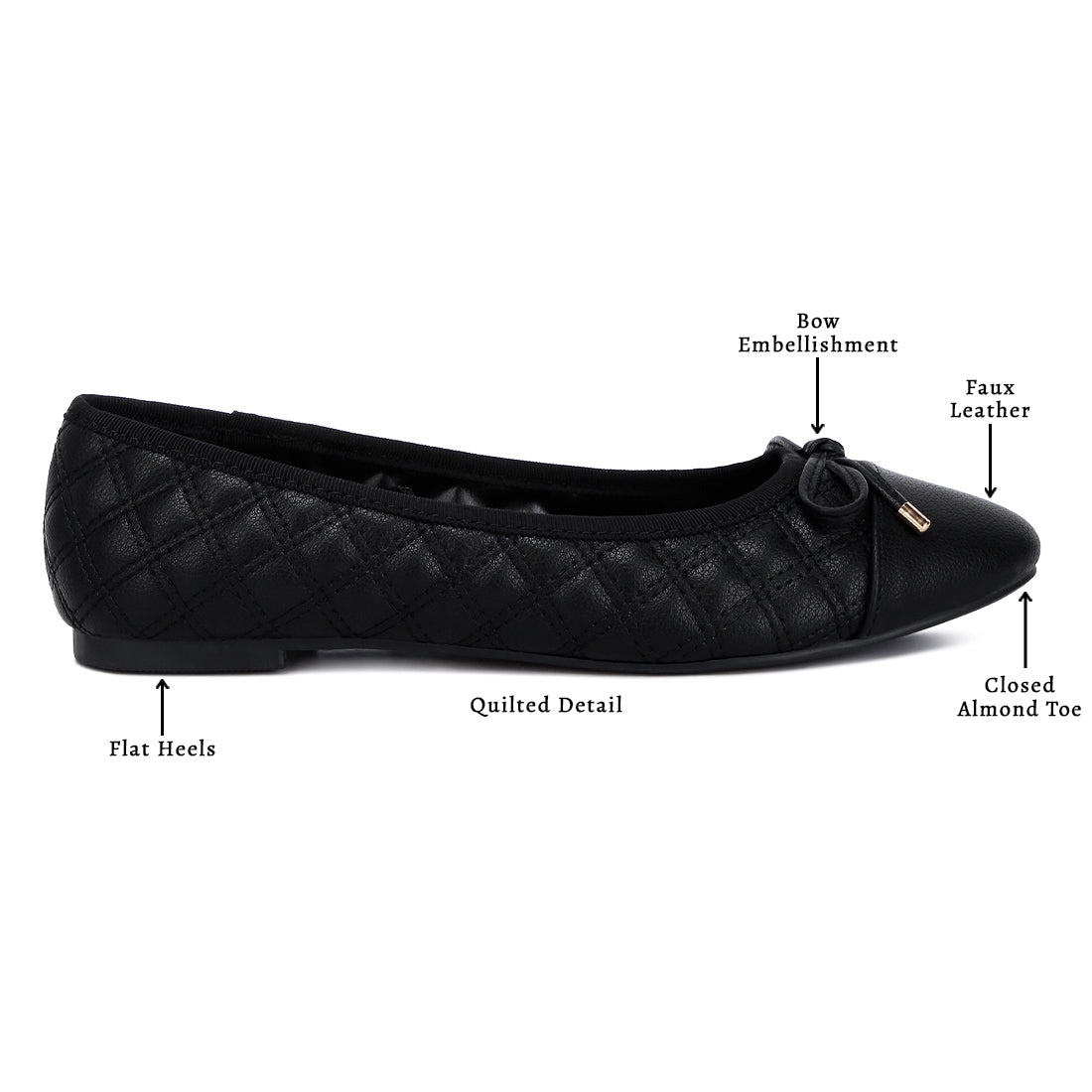 Quilted Faux Leather Ballerinas