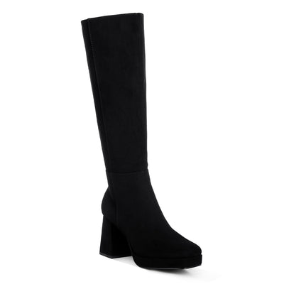 Calf-Length Micro Suede Boots