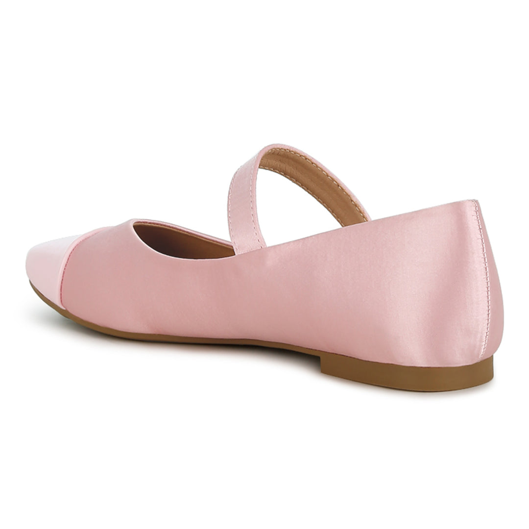 patent toe cap satin mary jane ballerina#color_pink