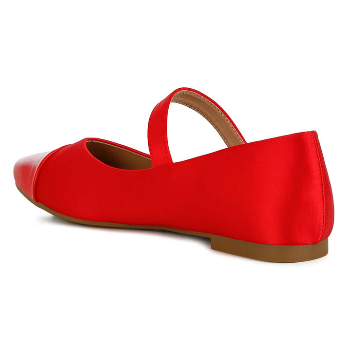 patent toe cap satin mary jane ballerina#color_red