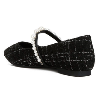 mowie tweed mary jane ballet flats#color_black