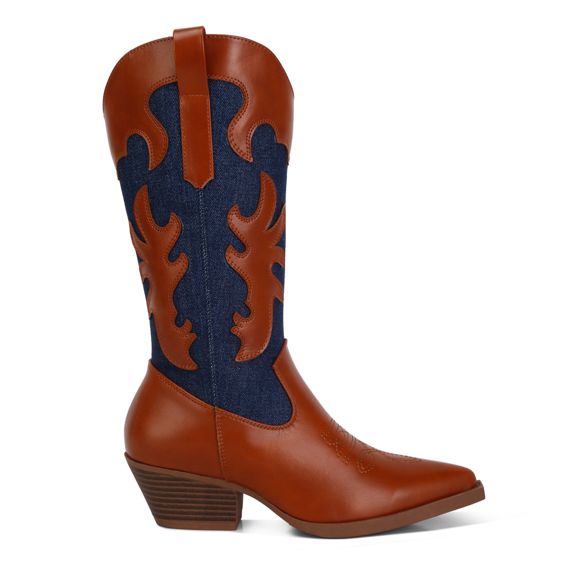 fallen patchwork cowboy boots#color_blue